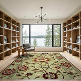 Sage Green Vintage Floral Area Rug