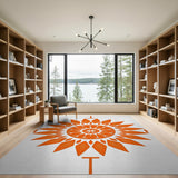 Orange Vibrant Orange Sunburst Geometric Area Rug