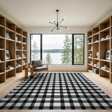 Black White Buffalo Check Farmhouse Area Rug
