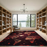 Red Glowing World Map Area Rug