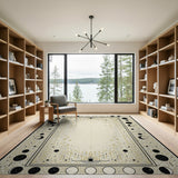 Celestial Moon Phases Gold Geometric Area Rug