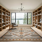 Orange Terracotta Diamond Southwestern Area Rug