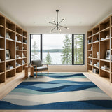 Coastal Blue Teal Wave Area Rug