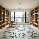 Organic Green Squiggle Abstract Area Rug