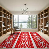 Red Bold Red Heritage Tribal Area Rug