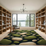 Organic Green Pebble Abstract Area Rug