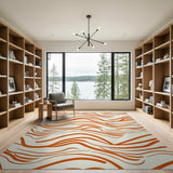Vibrant Orange Wavy Stripe Area Rug