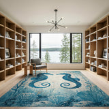 Embracing Seahorses Blue Teal Coastal Rug