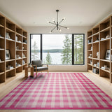 Pink Pink Gingham Check Area Rug