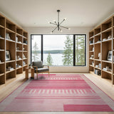Modern Pink Striped Geometric Area Rug