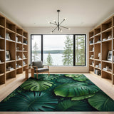 Boho Chic Lush Monstera Leaves Green Area Rug