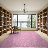 Whimsical Pink Bunny Outline Area Rug