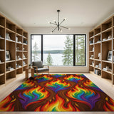 Vibrant Rainbow Flame Area Rug