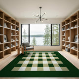 Green Rustic Green Plaid Check Area Rug