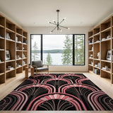 Pink Black Fan Arch Geometric Area Rug