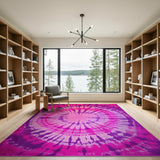 Radiant Pink Purple Tie-Dye Boho Area Rug