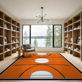 Orange Basketball Court Geometric Modern Area Rug