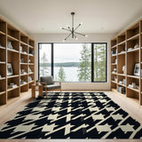 Bold Black White Houndstooth Geometric Area Rug