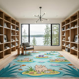 Playful Cartoon ABC Island Kids Rug