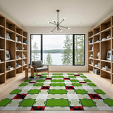 Vibrant Green Plaid Grid Area Rug