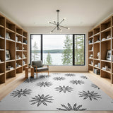 Geometric Modern Black and White Black White Starburst Geometric Area Rug