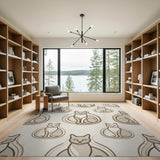 Beige Cat Pattern Washable Area Rug