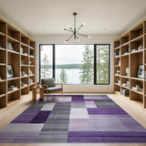 Geometric Modern Purple Gray Geometric Block Area Rug