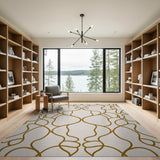 Wavy Gold Abstract Area Rug