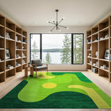 Vibrant Green Yellow Abstract Geometric Rug