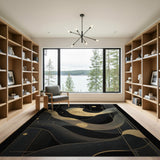 Black Gold Abstract Geometric Area Rug