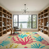 Vibrant Coral Reef Coastal Area Rug