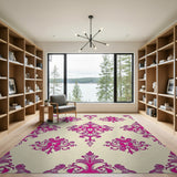 Pink Damask Elegant Pink Damask Floral Area Rug