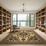 Beige and Neutral Ornate Beige Persian Medallion Area Rug