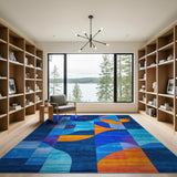 Blue Teal Geometric Modern No. 2 Area Rug