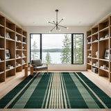Bold Green Vertical Striped Area Rug