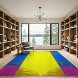 Vibrant Yellow Center Halftone Geometric Rug