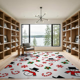Festive Snowman Christmas Pattern Area Rug