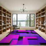 Vibrant Purple Pink Geometric Abstract Area Rug