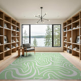 Green Mint Green Wavy Abstract Area Rug