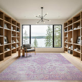 Distressed Vintage Purple Floral Distressed Vintage Area Rug