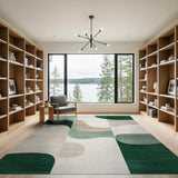 Green Modern Green Wave Abstract Area Rug