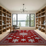 Red Snowflake Persian Area Rug