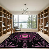 Vibrant Pink Mandala Traditional Persian Area Rug