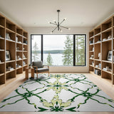 Green Trellis Floral Lattice Area Rug