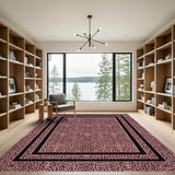 Pink Leopard Print Framed Area Rug