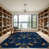 Navy Anchor Rainbow Pride Area Rug