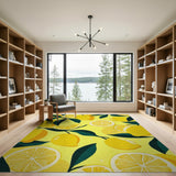 Sunny Lemon Slice Fruit Pattern Area Rug