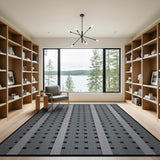 Geometric Dot Grid Black White Area Rug