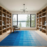 Blue Ombre Vertical Stripe Area Rug