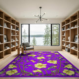 Purple Yellow Floral Vine Area Rug
